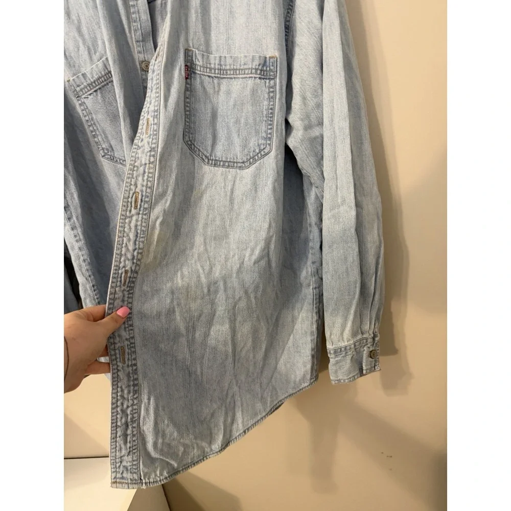 Levi's Light Wash Denim Button Down Shirt Casual Workwear Mens Large